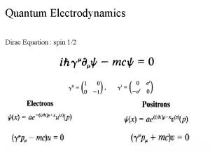 Quantum electrodynamics equations Quantum electrodynamics equations