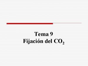 Tema 9 Fijacin del CO 2 Objetivo Comprender