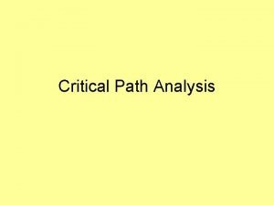 Cpa critical path analysis