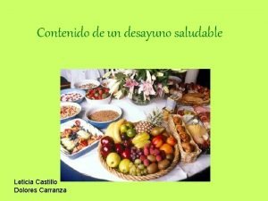 Contenido de un desayuno saludable Leticia Castillo Dolores