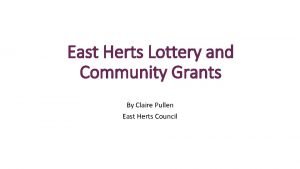 East herts lottery