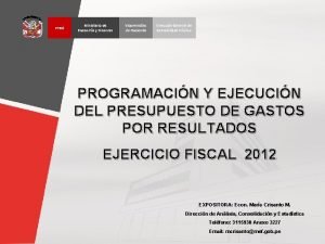 PER Ministerio de Economa y Finanzas Viceministro de