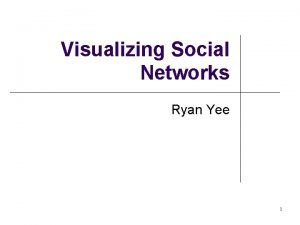 Visualizing Social Networks Ryan Yee 1 Plan Introduction