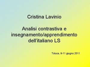 Cristina Lavinio Analisi contrastiva e insegnamentoapprendimento dellitaliano LS