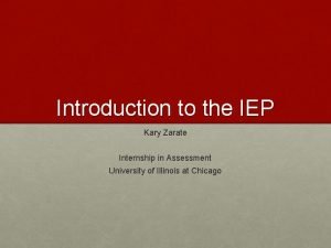Introduction to the IEP Kary Zarate Internship in