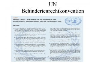UN Behindertenrechtkonvention Artikel 24 der UNKonvention 2 Bei