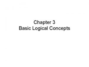 Chapter 3 Basic Logical Concepts Deduction vs Induction