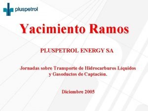 Yacimiento Ramos PLUSPETROL ENERGY SA Jornadas sobre Transporte