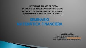 UNIVERSIDAD ALONSO DE OJEDA DECANATO DE INVESTIGACIN Y