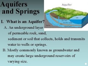 Aquifers and springs Aquifers and springs