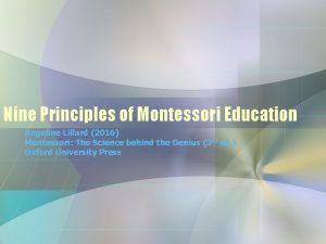 8 principles of montessori method