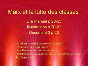 Marx et la lutte des classes Lire manuel