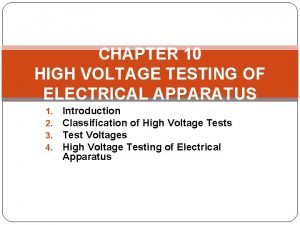 High voltage testing of electrical apparatus