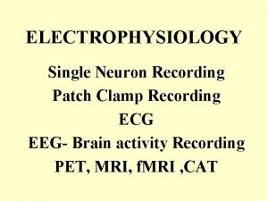 ELECTROPHYSIOLOGY Single Neuron Recording Patch Clamp Recording ECG ELECTROPHYSIOLOGY Single Neuron Recording Patch Clamp Recording ECG
