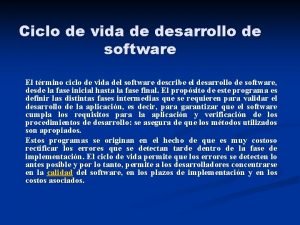 Ciclo de vida de desarrollo de software El