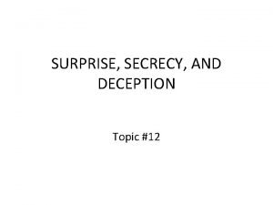 SURPRISE SECRECY AND DECEPTION Topic 12 Preface Dilbert