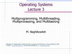 Operating Systems Lecture 3 Multiprogramming Multithreading Multiprocessing and
