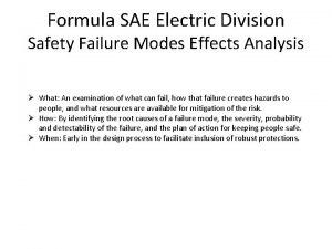 Formula SAE Electric Division Safety Failure Modes Effects