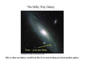 The Milky Way Galaxy Sun you are here