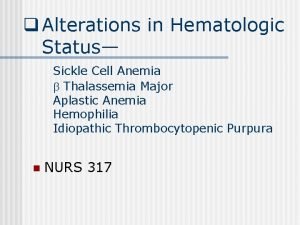 Sickle cell anemia lab values