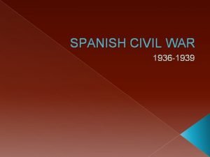 SPANISH CIVIL WAR 1936 1939 Background to the