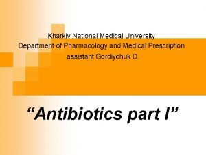 Kharkiv National Medical University Department of Pharmacology and