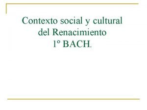 Contexto social del renacimiento español