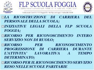 LA RICOSTRUZIONE DI CARRIERA DEL PERSONALE DELLA SCUOLA