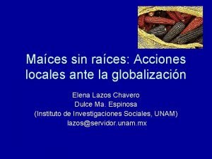 Maces sin races Acciones locales ante la globalizacin