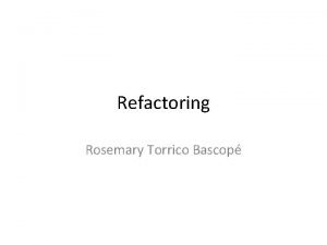Refactoring Rosemary Torrico Bascop Introduccin La evolucin de