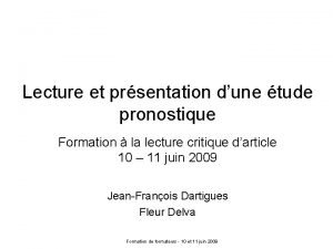 étude pronostique définition