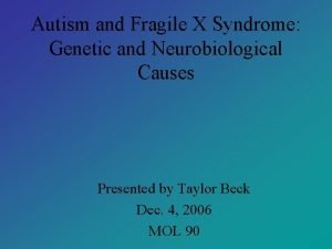 Autism and Fragile X Syndrome Genetic and Neurobiological