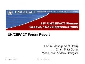 14 th UNCEFACT Plenary Geneva 16 17 September