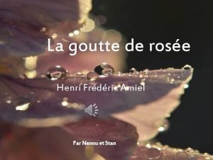 La goutte de rose t Henri Frdric Amiel