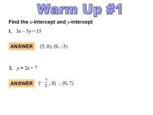 Find the xintercept and yintercept 1 3 x