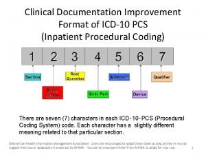 Clinical Documentation Improvement Format of ICD10 PCS Inpatient