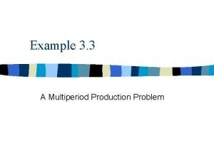 Example 3 3 A Multiperiod Production Problem Background