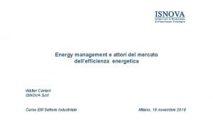 Energy management e attori del mercato dellefficienza energetica