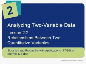 2 Analyzing TwoVariable Data Lesson 2 2 Relationships