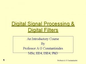 Digital Signal Processing Digital Filters An Introductory Course