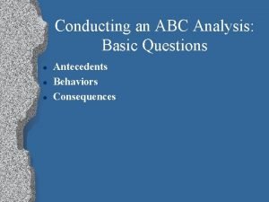 Questions on abc analysis