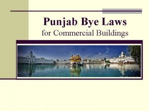 Punjab Bye Laws for Commercial Buildings Punjab Bye