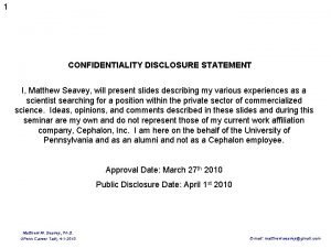 Confidentiality statement