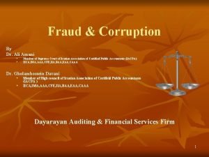 Fraud Corruption By Dr Ali Amani Member of