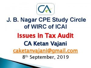 J B Nagar CPE Study Circle of WIRC