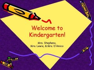 Welcome to Kindergarten Mrs Stephens Mrs Lewis Mrs