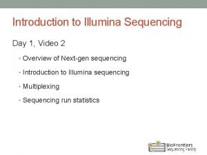 Illumina sequencing chemistry