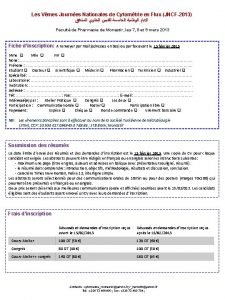 Les Vmes Journes Nationales de Cytomtrie en Flux