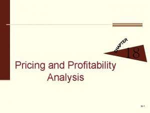 Pricing and profitability analysis