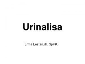 Urinalisa Erma Lestari dr Sp PK Urinary System